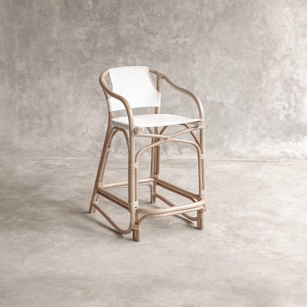 ELE153-1 Rattan Bar Stool with White Seat