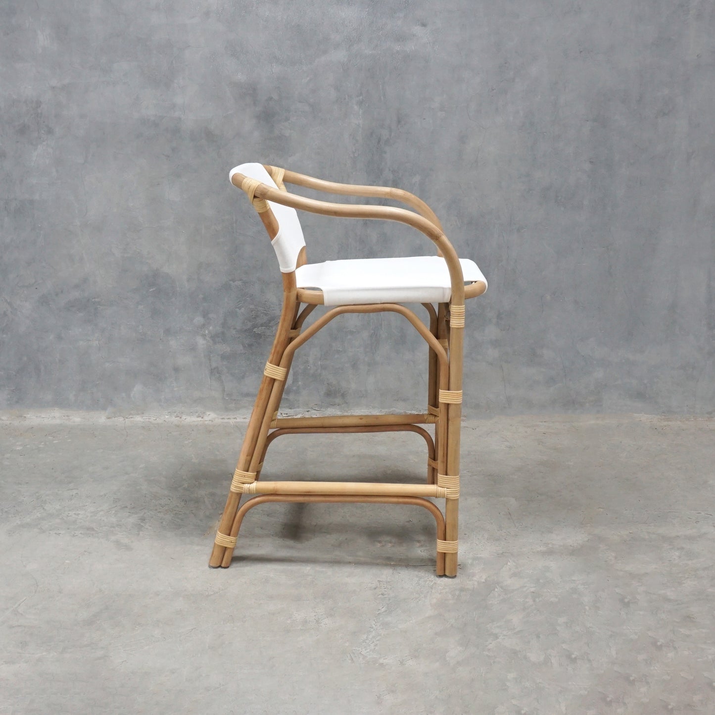 ELE153-3 Rattan Bar Stool with White Cushion