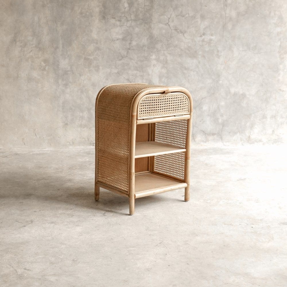 ELE156-1 Rattan Nightstand with Shelves