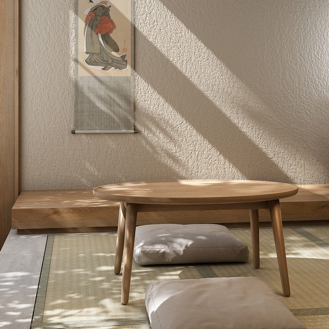 East-style coffee table in a serene setting