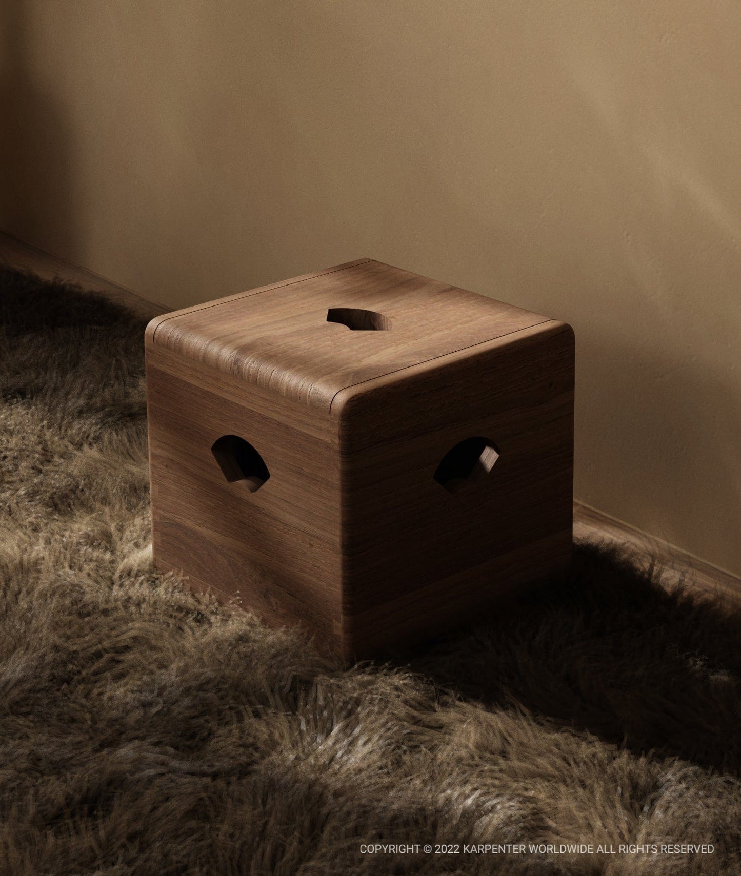 East Stool Box wood cube stool