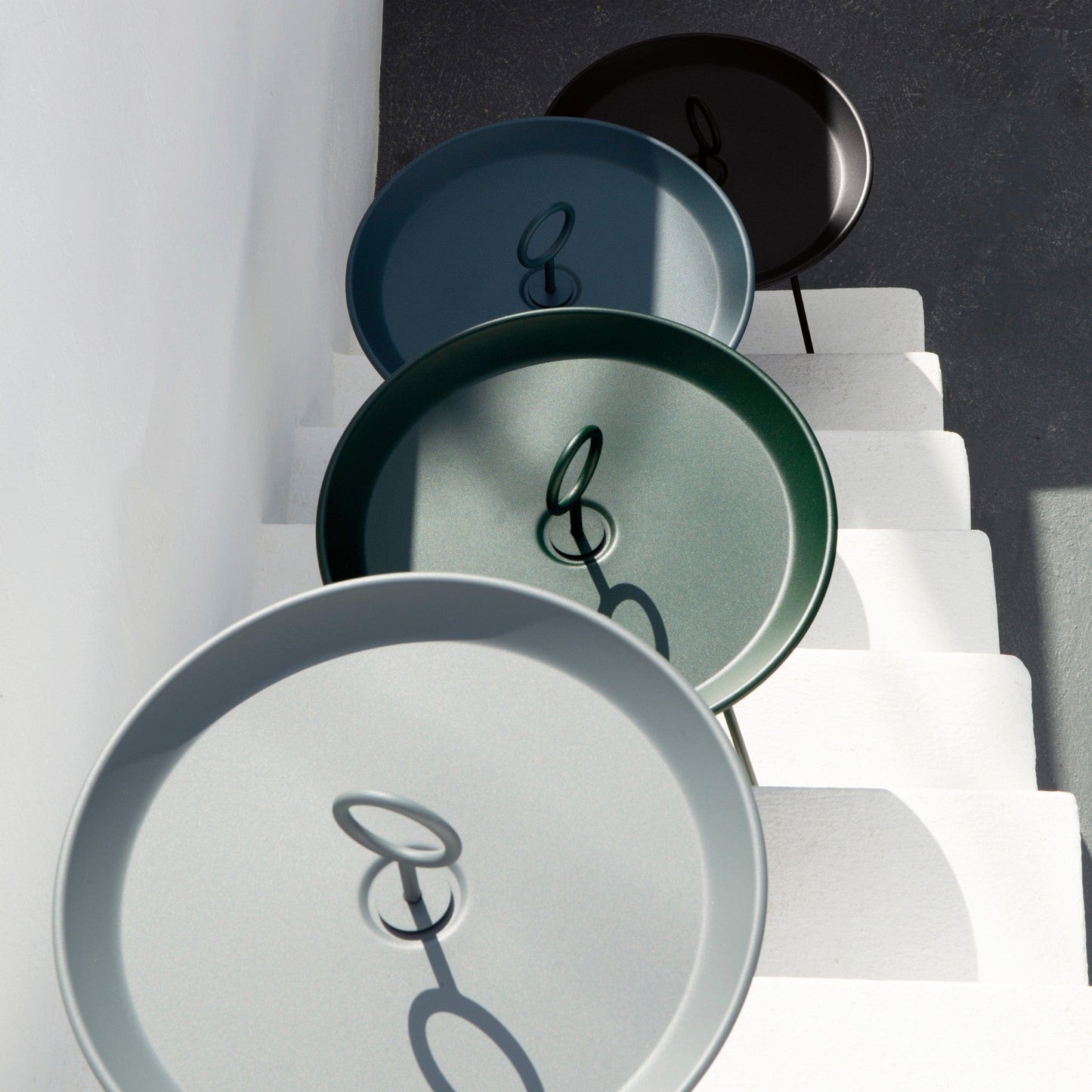 Eyelet tray tables in various colors