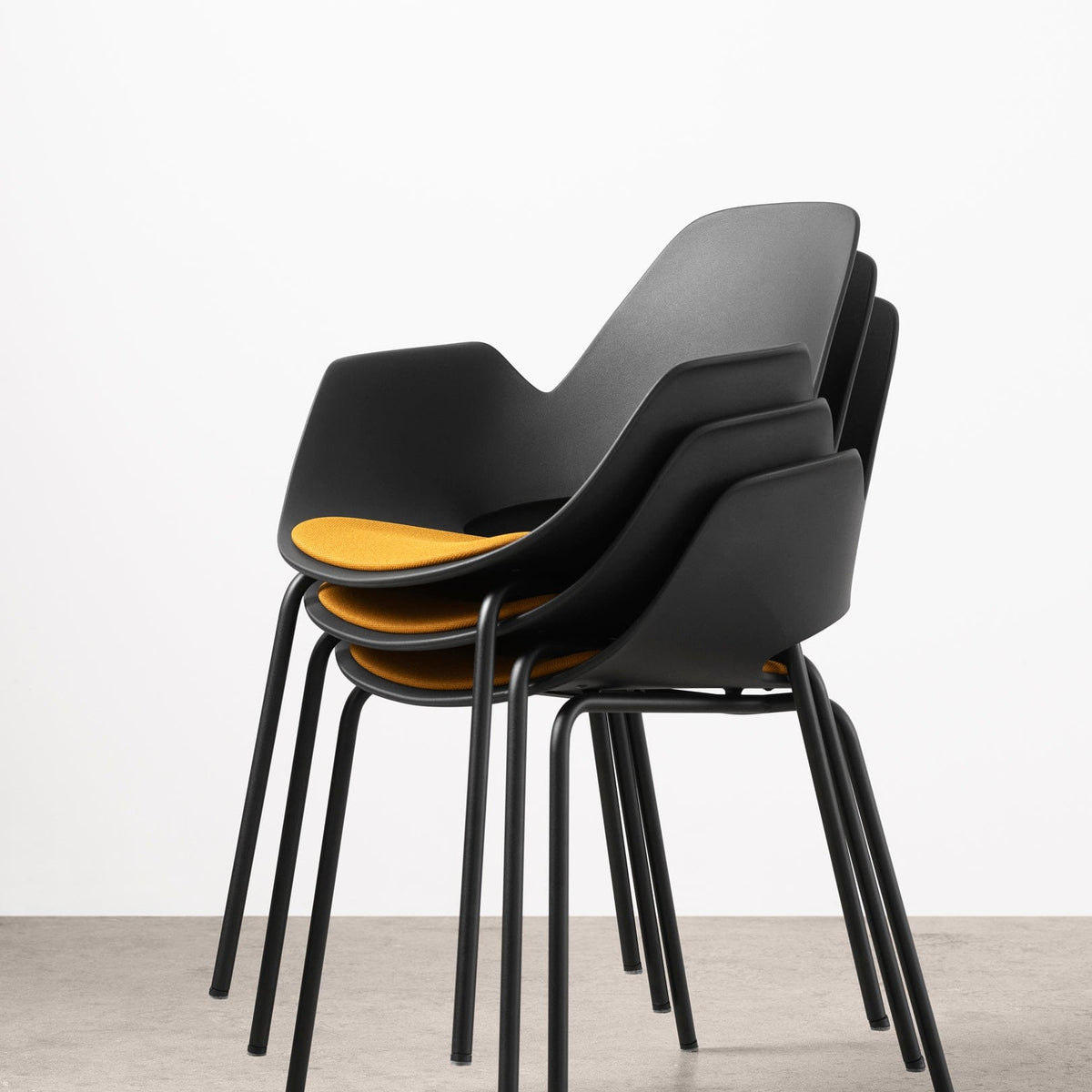 HOUE FALK chair, stacked, dark yellow seat