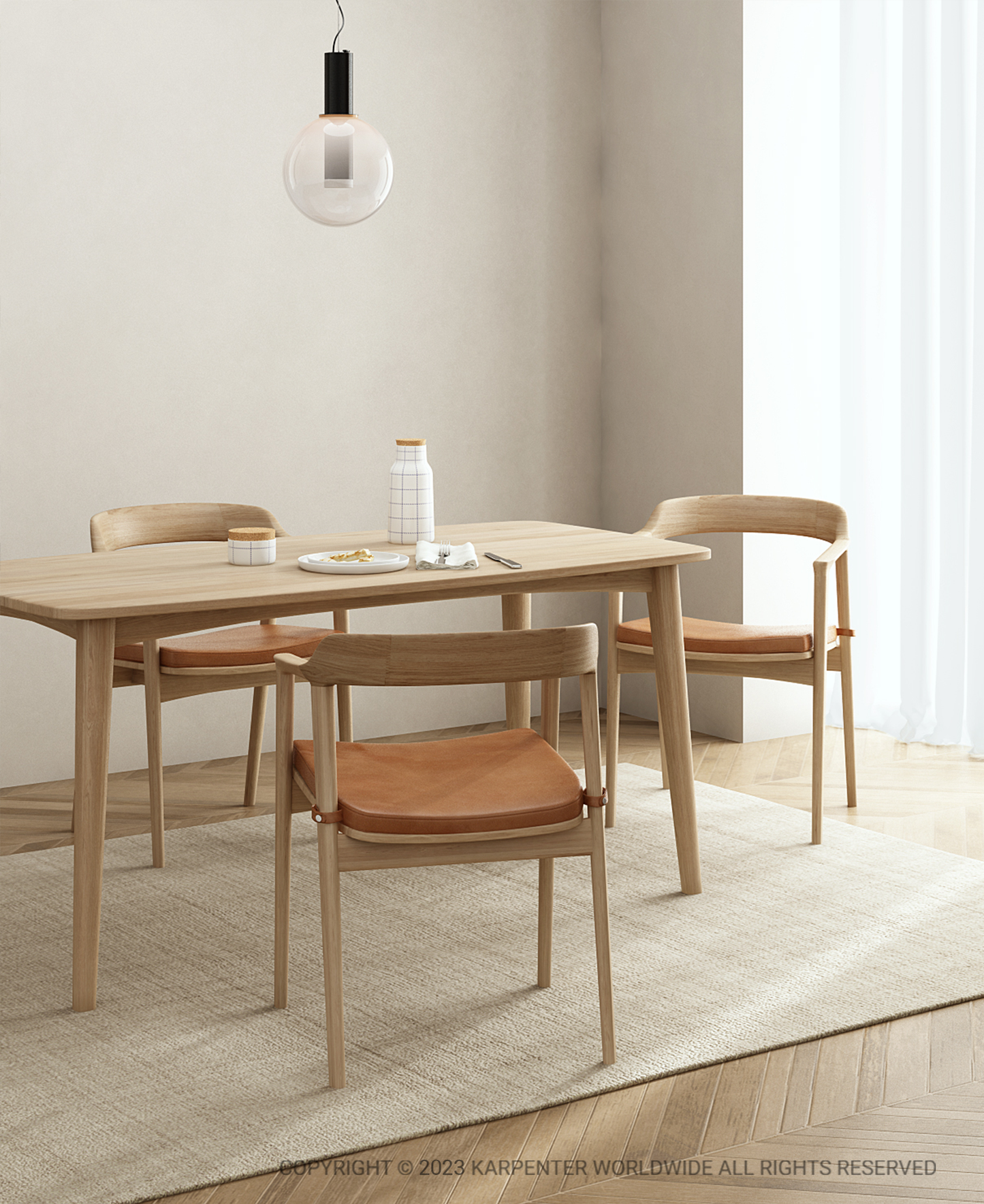 Grasshopper Dining Chair with Leather in dining room
