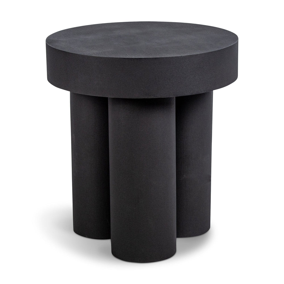 Black cylindrical side table