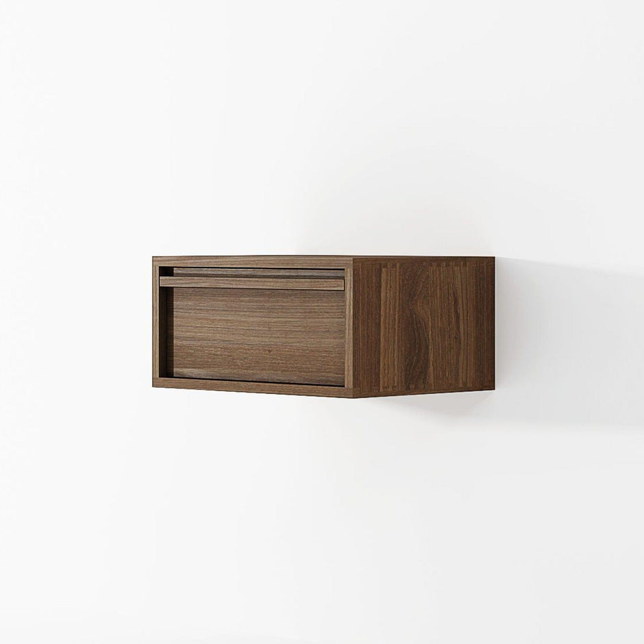 Walnut floating drawer side view