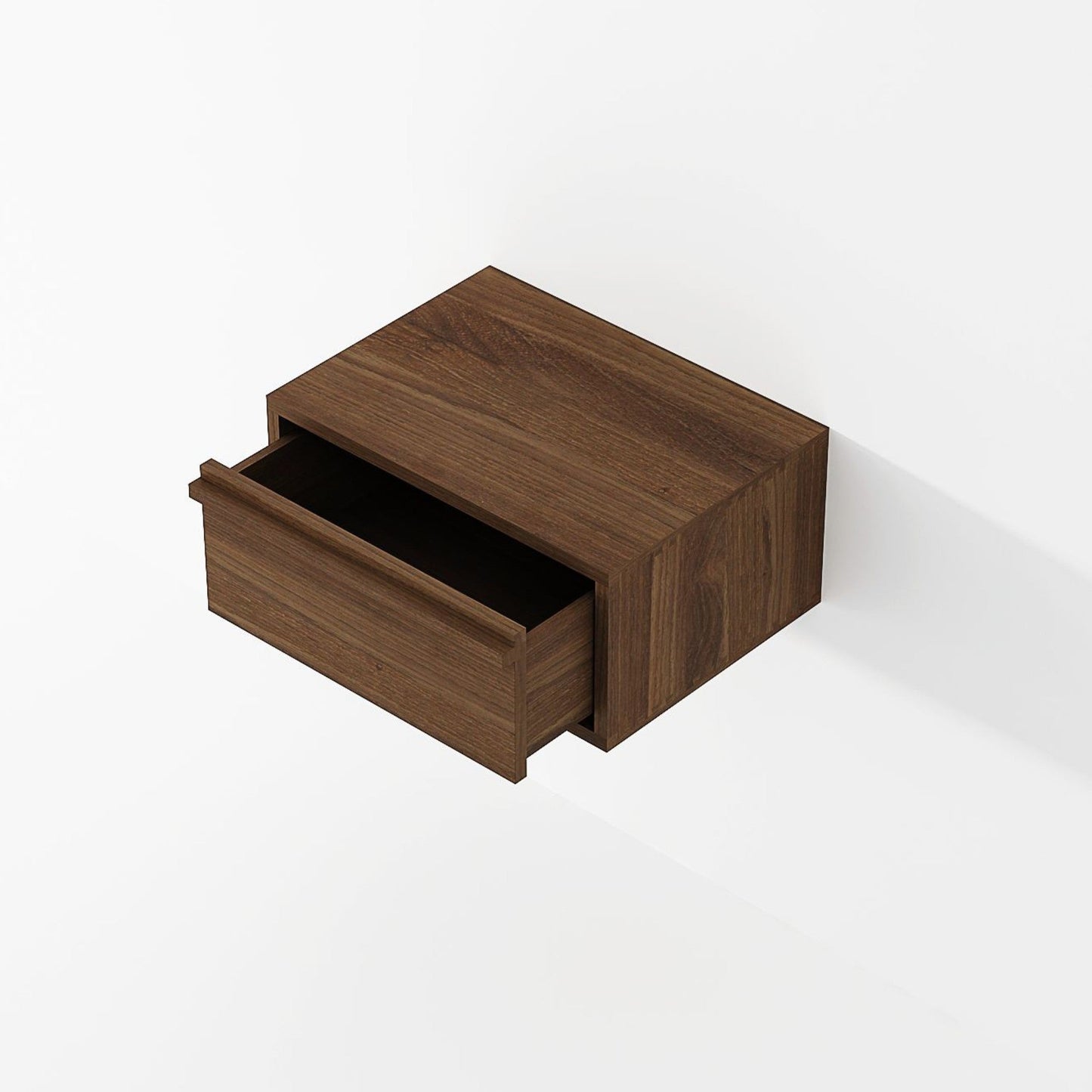 KAE01T-TOP floating walnut nightstand with open drawer