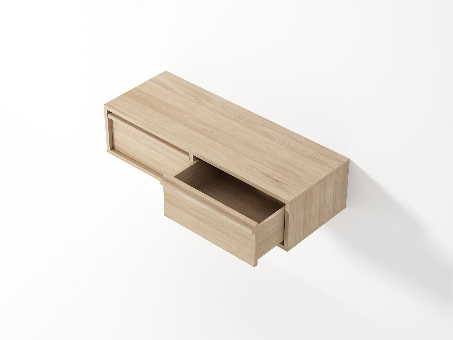KAE02O-4 wooden floating drawer, open