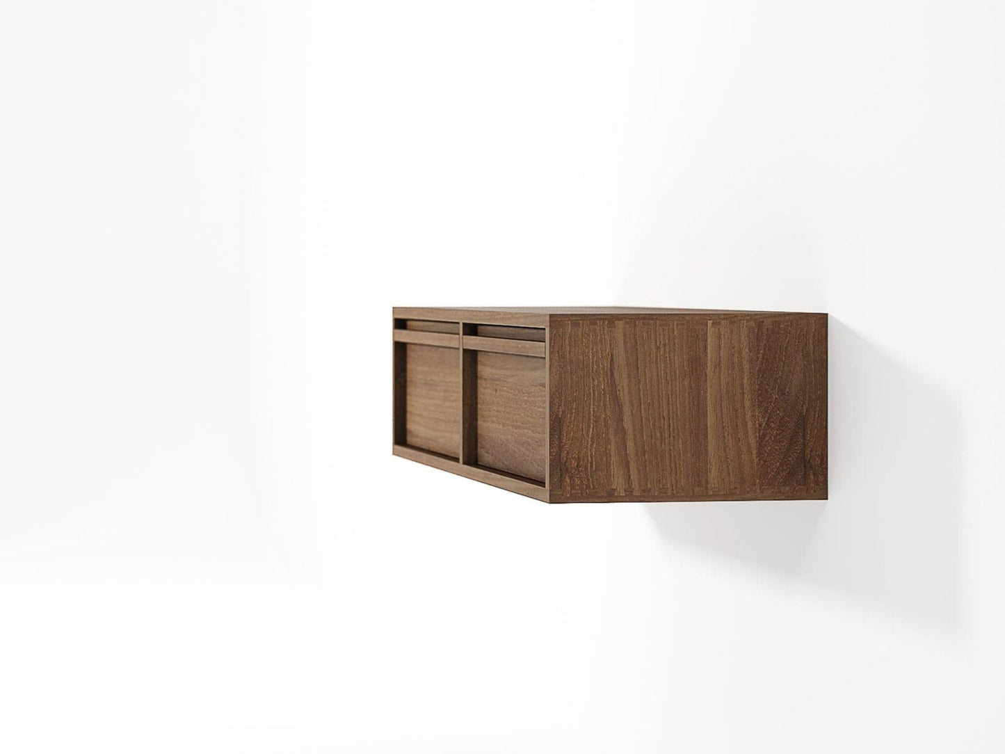 Floating wooden wall cabinet