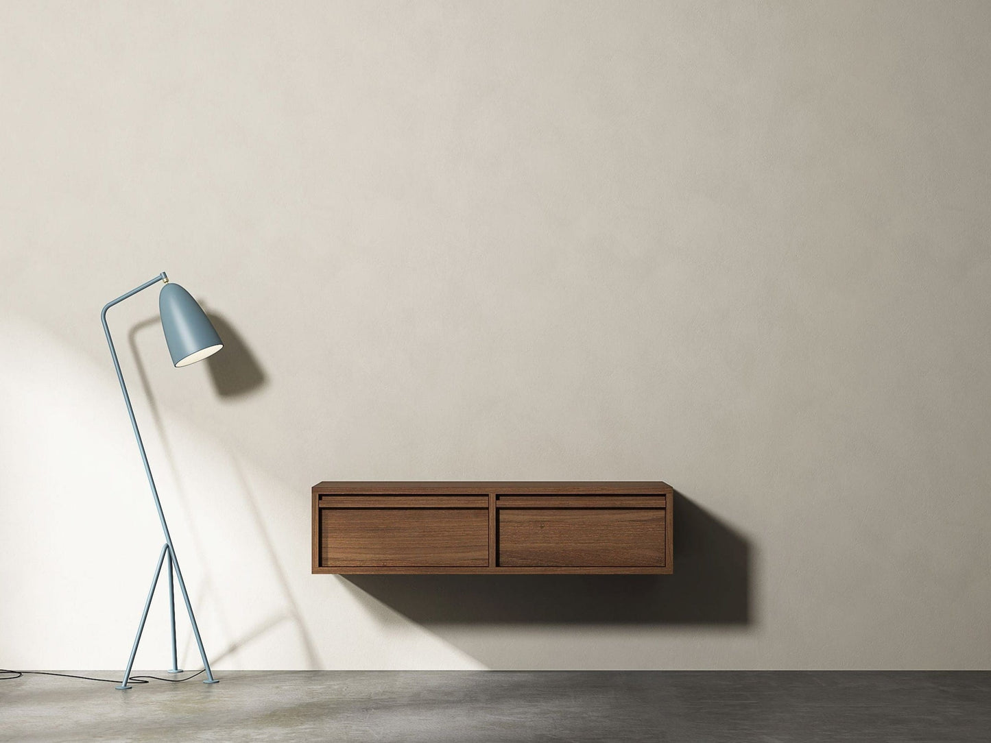 KAE02T-INSITU floating wood cabinet with lamp