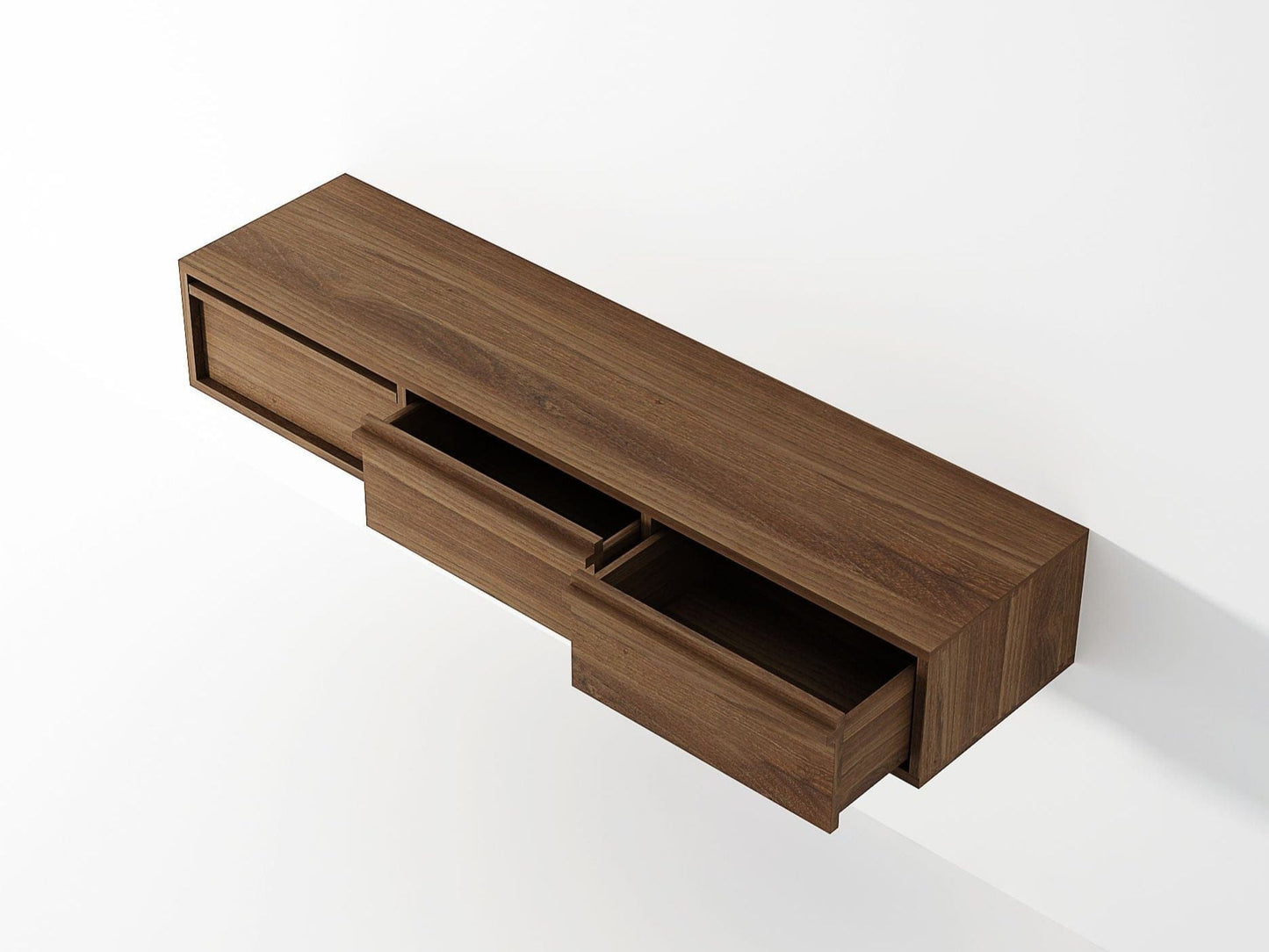 KAE03T-4 walnut media console with open drawers