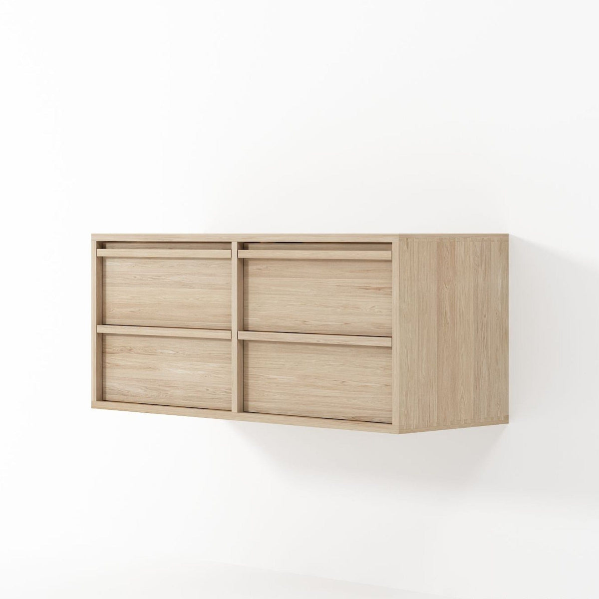 Floating light oak wood cabinet