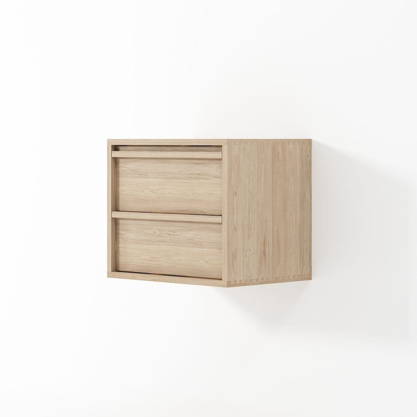 Oak floating nightstand with two drawers
