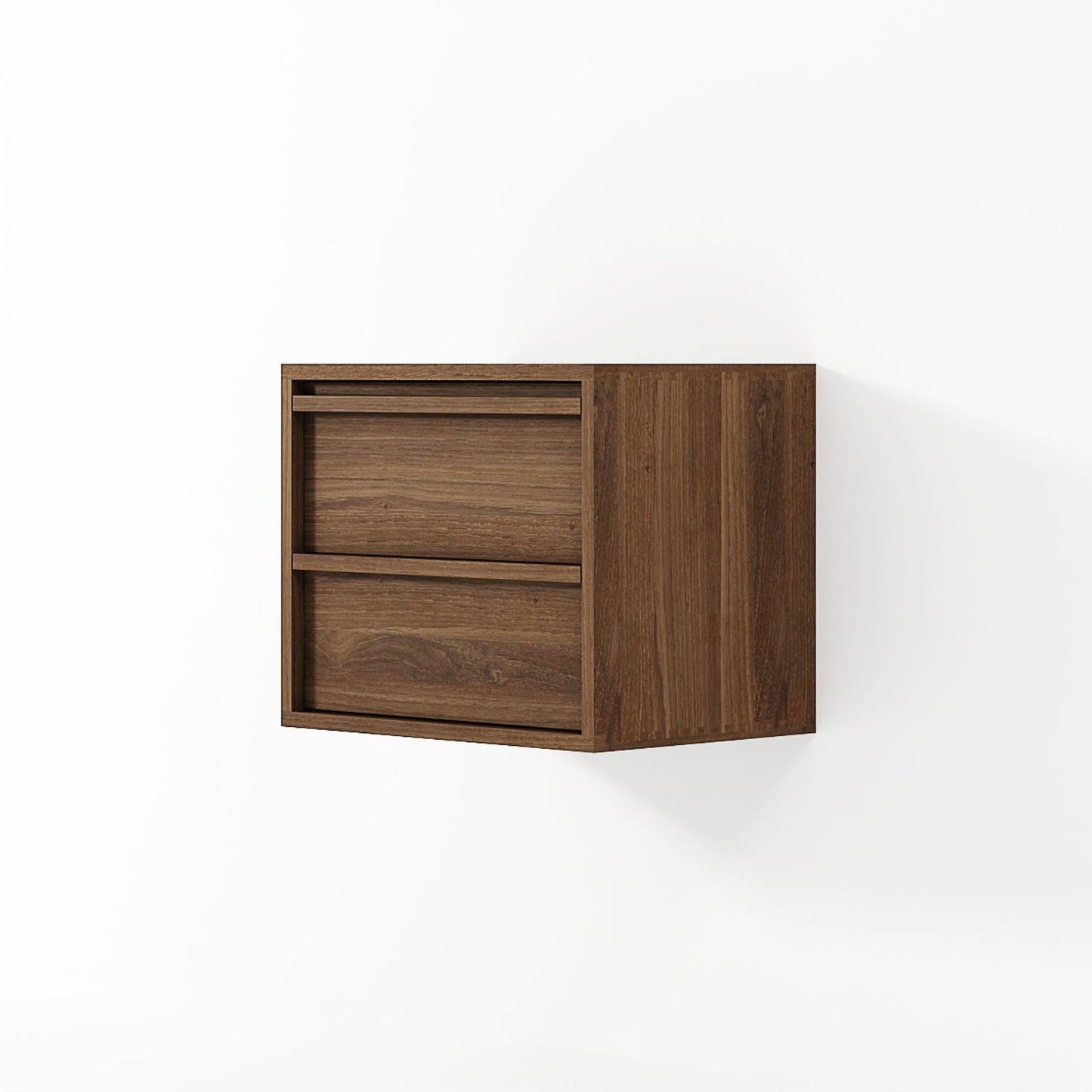 Modern floating drawer unit in walnut finish