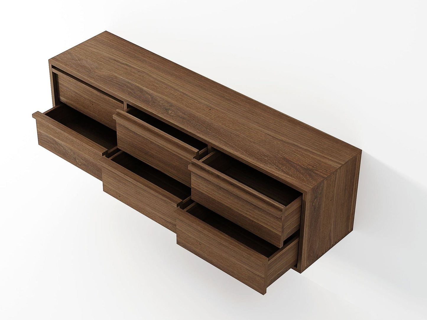 KAE06T-4 modern wood dresser with open drawers