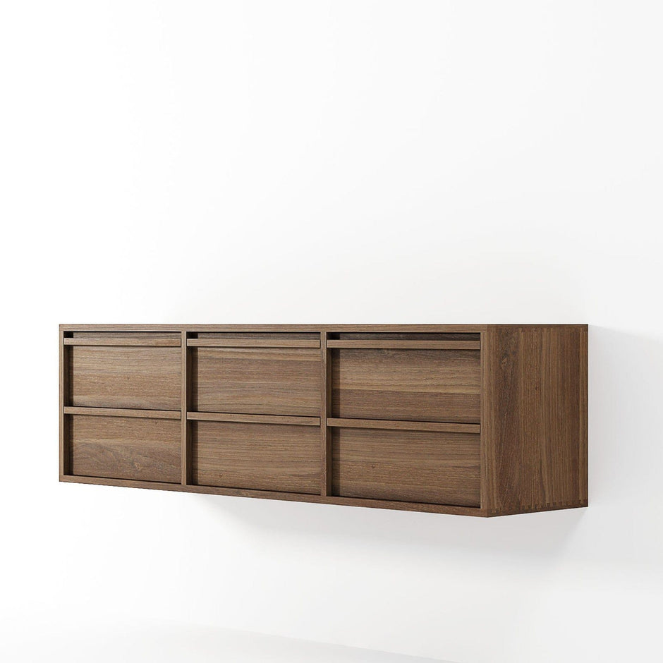 KAE06T-SIDE floating walnut cabinet with drawers