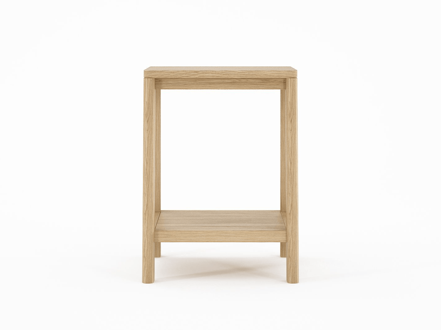 Wooden side table, front view