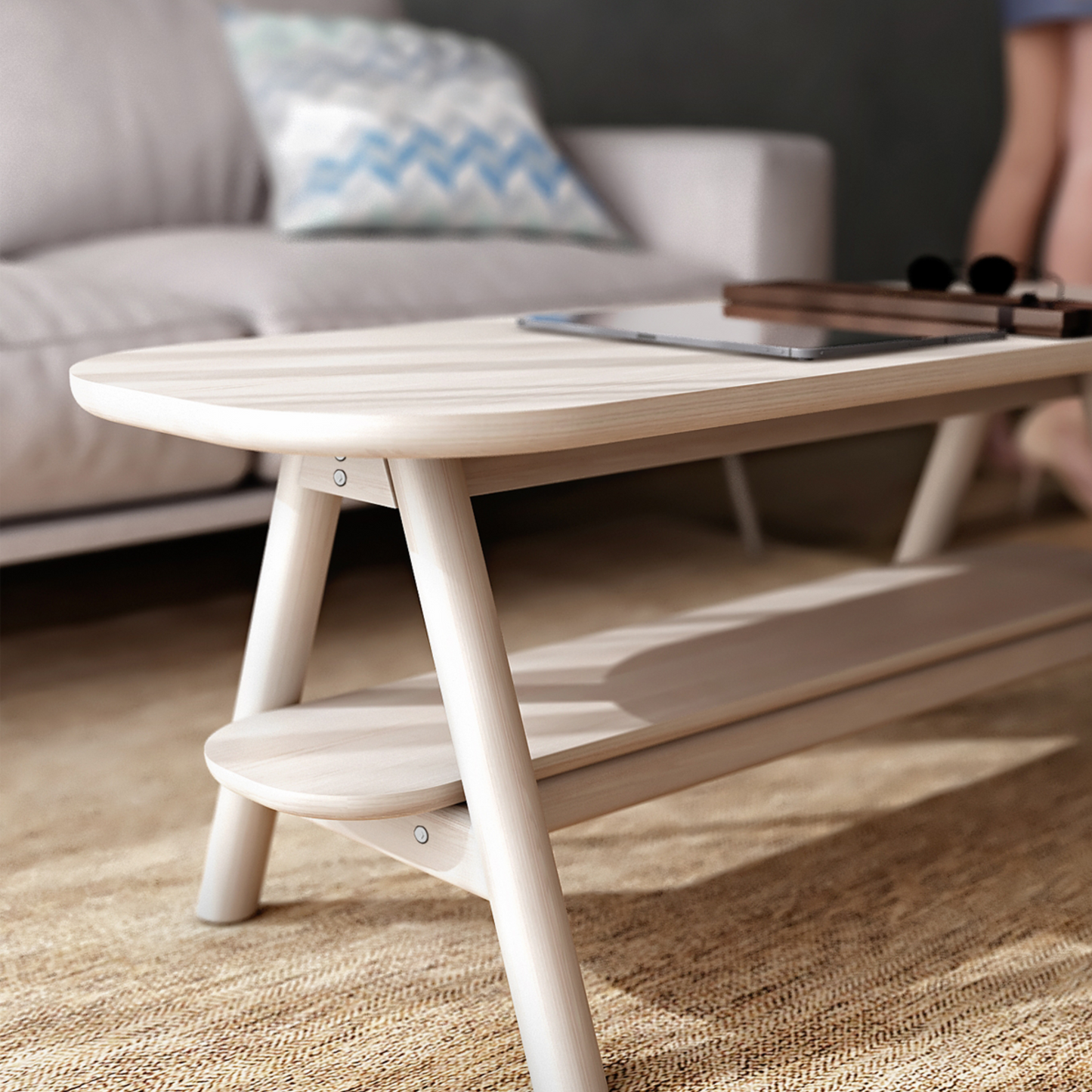 KCR01AW wooden bench coffee table in living room