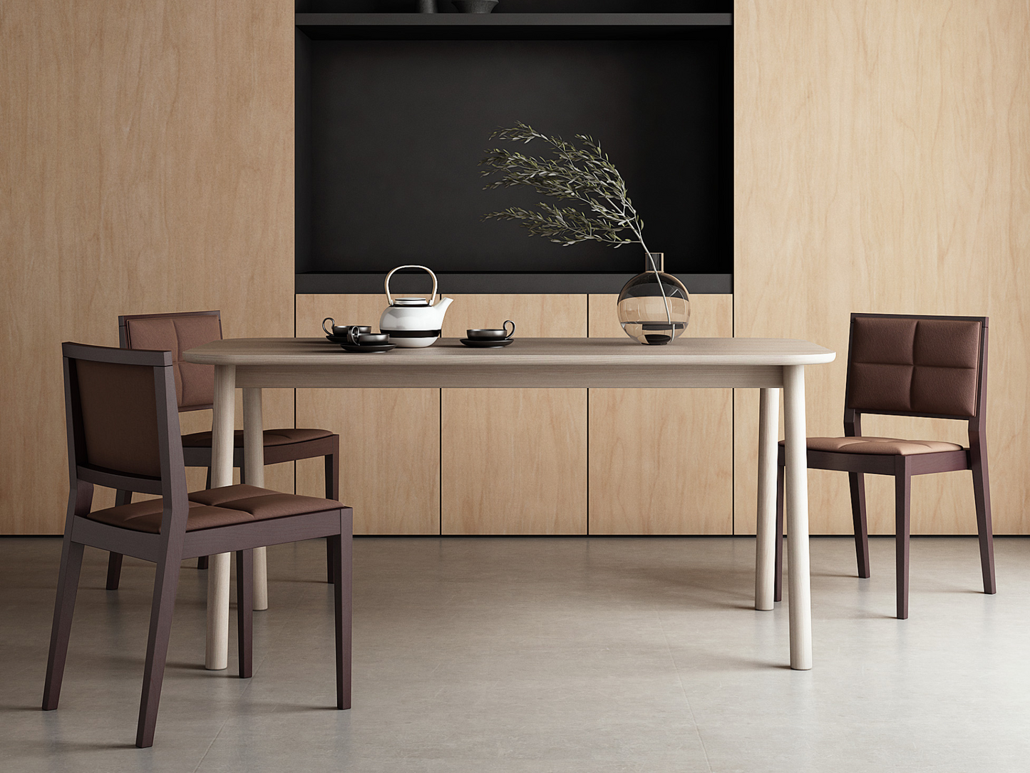 KCR06AW-2 dining set with table and chairs in a modern interior.