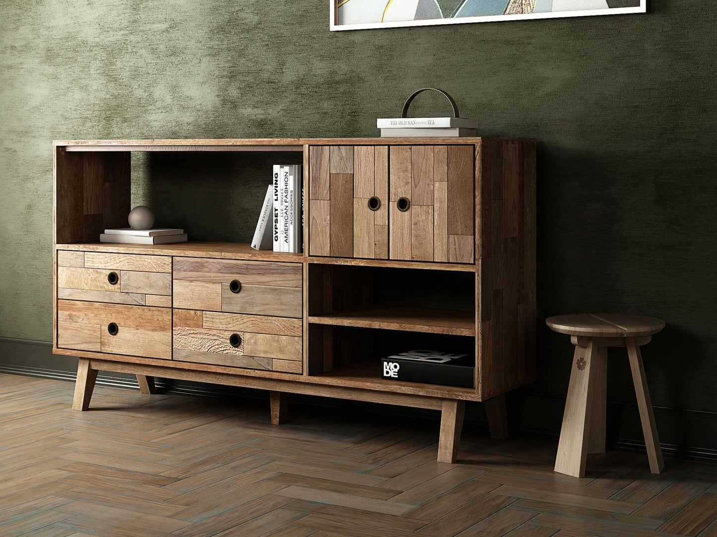 KEA11O wooden cabinet with drawers and doors