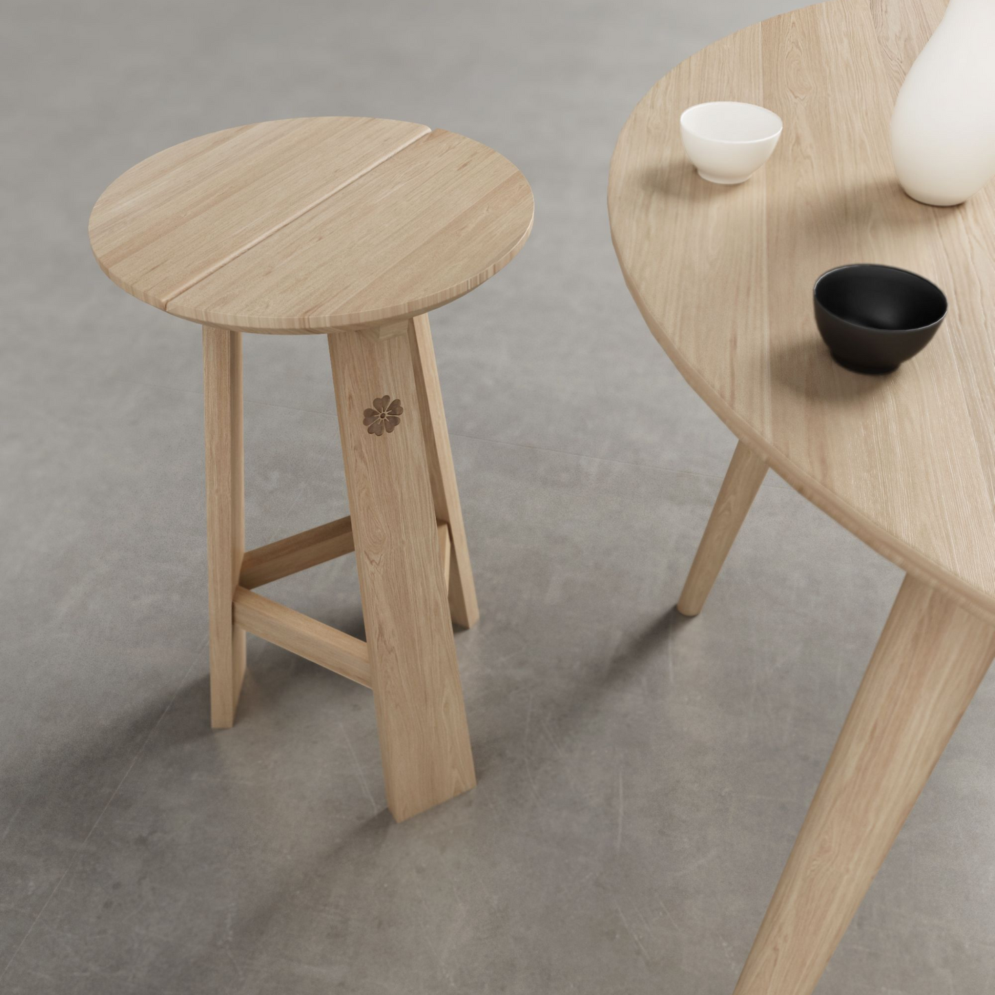 KEA14O wooden stool and table