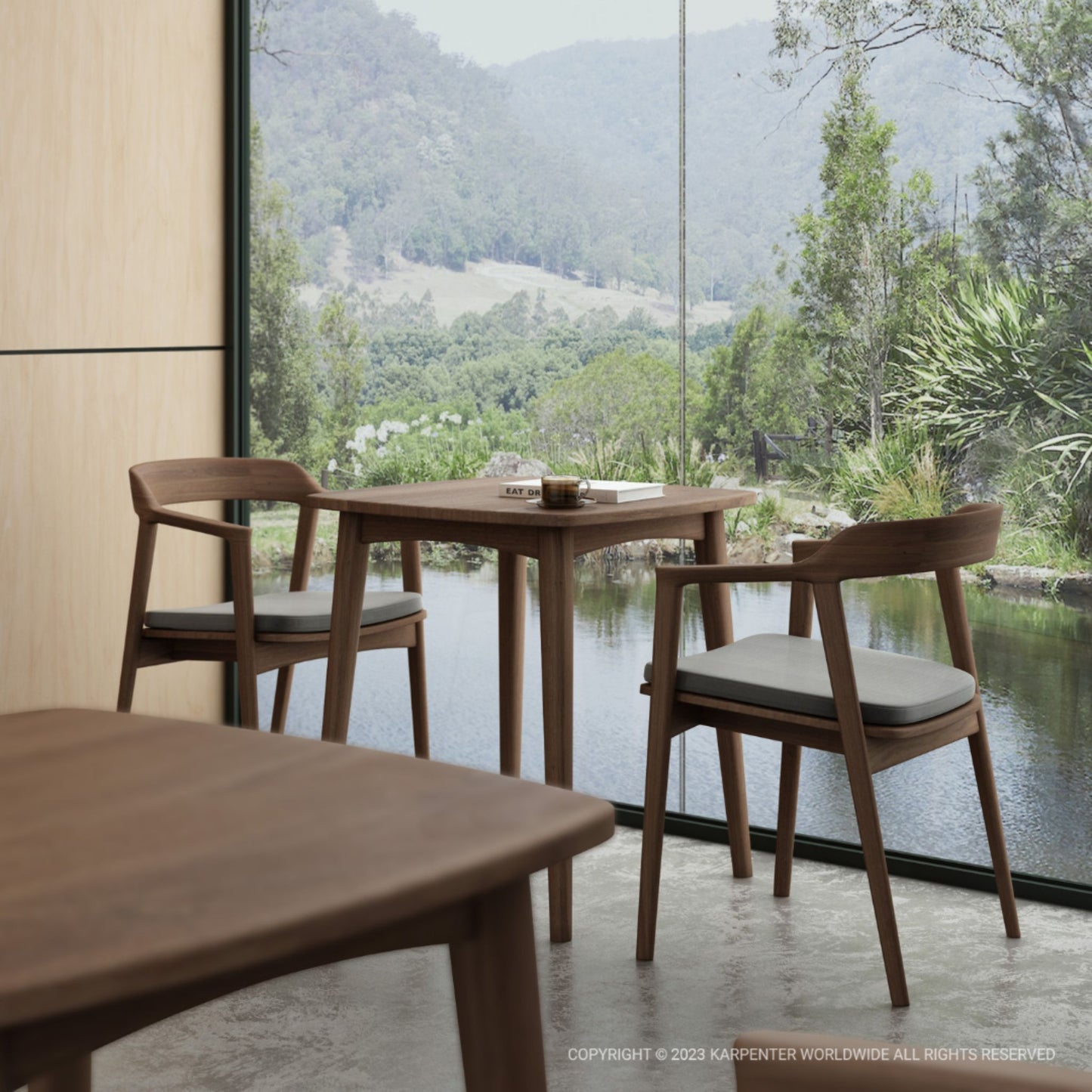 KGI01T Wooden dining set with scenic view