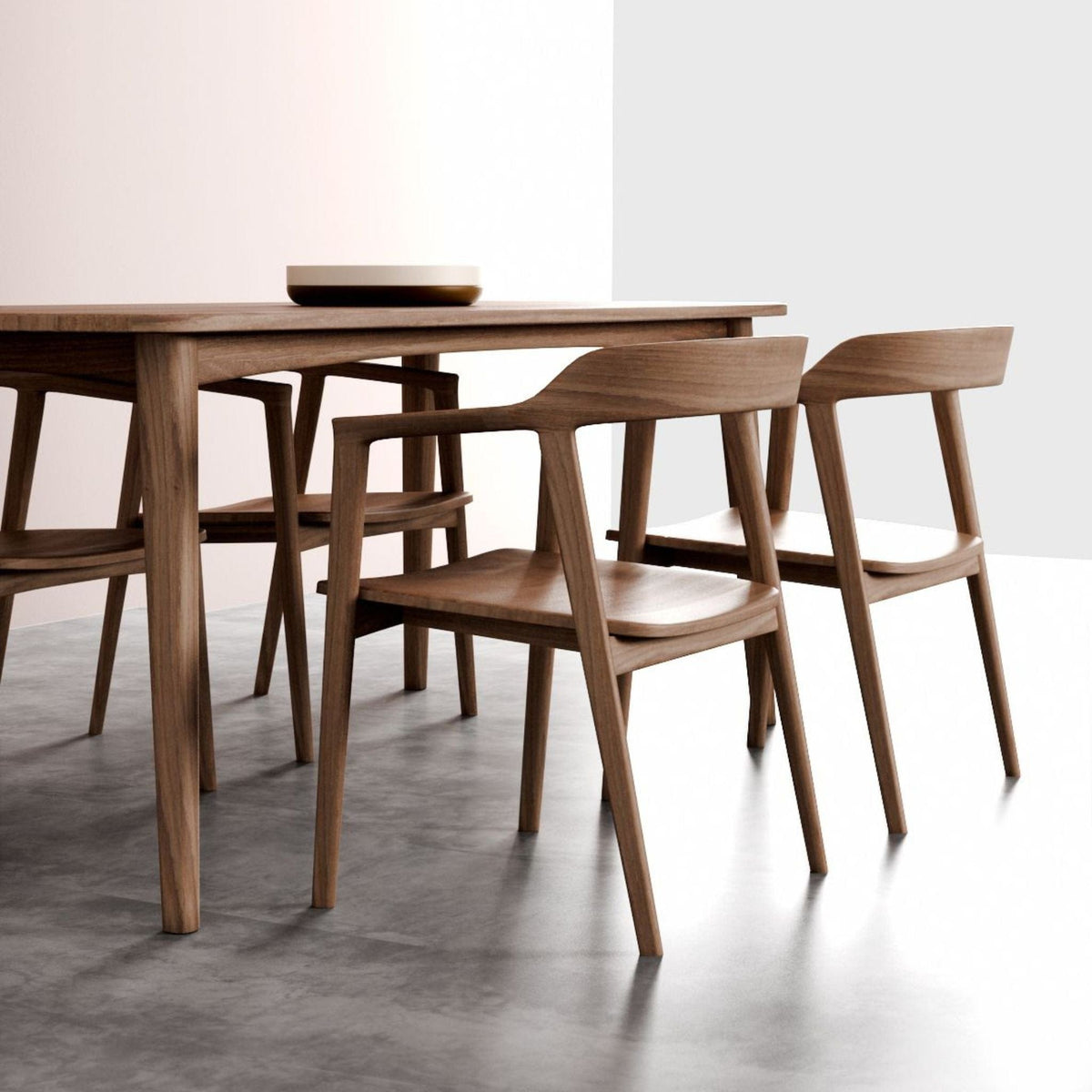 Wooden dining table and chairs