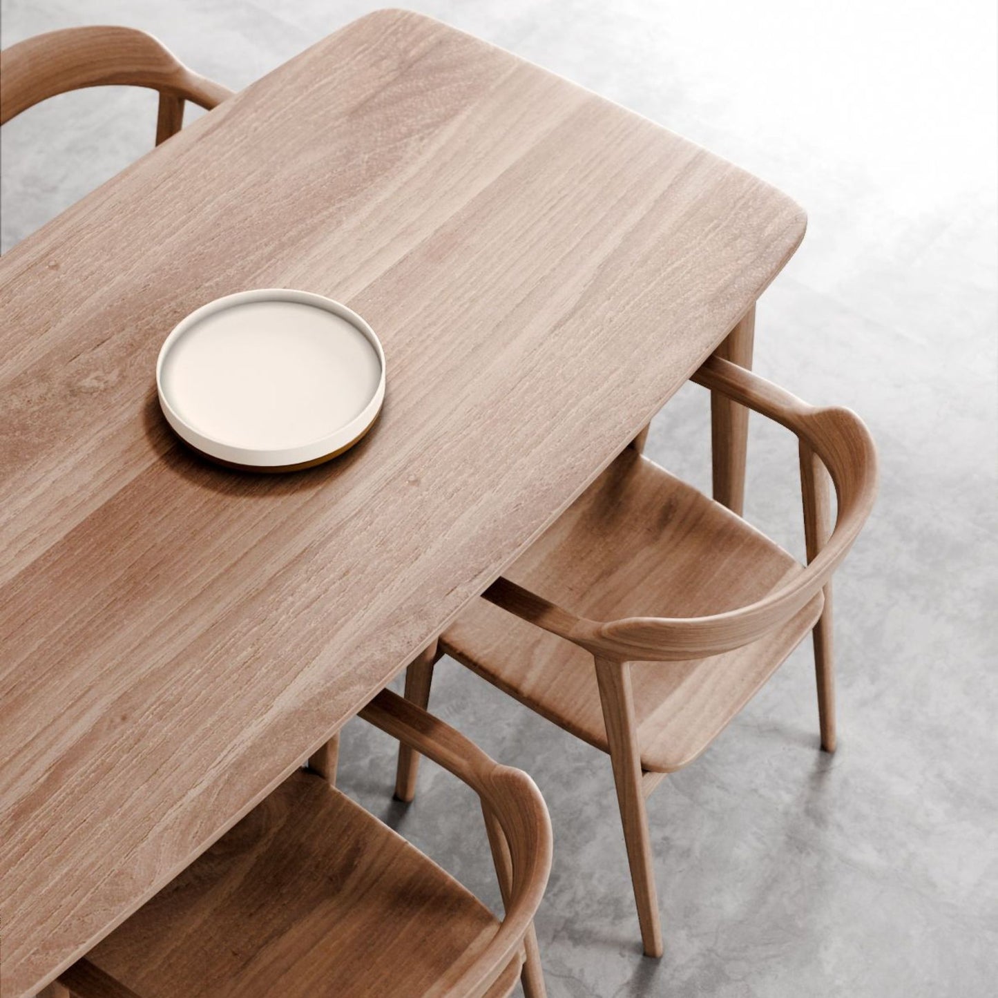 KGI04T-TOP wooden dining table with chairs and plate