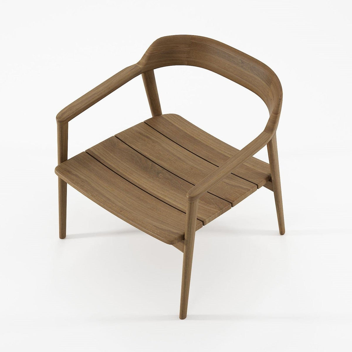 Top side angle of Teak Outdoor chair with armrests