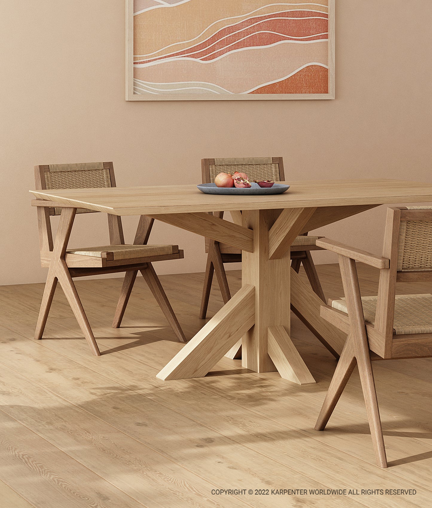 Dining table with Tribute Paper Cord Chairs