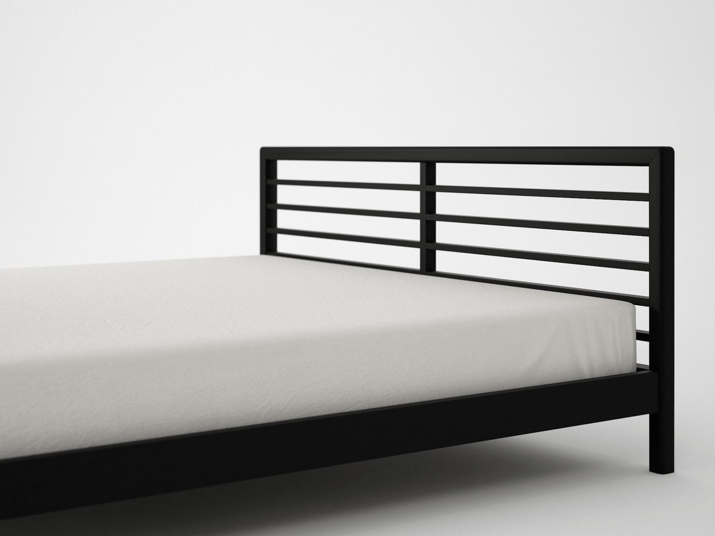 Black bed frame KJ006SB-4 with horizontal headboard