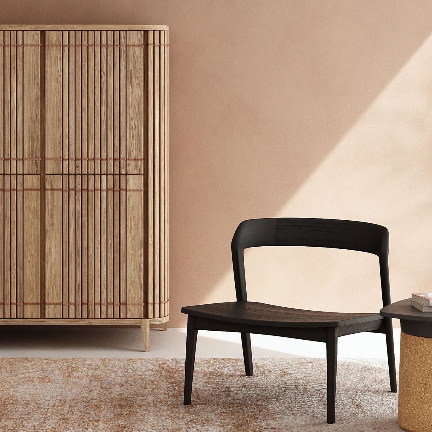 KKP02O wooden cabinet and black chair in modern interior