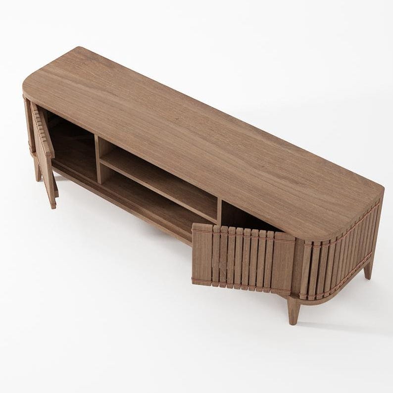 KKP03T_6 wooden TV stand with open doors