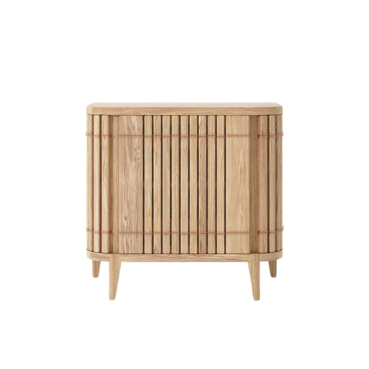 Wooden cabinet with vertical slats