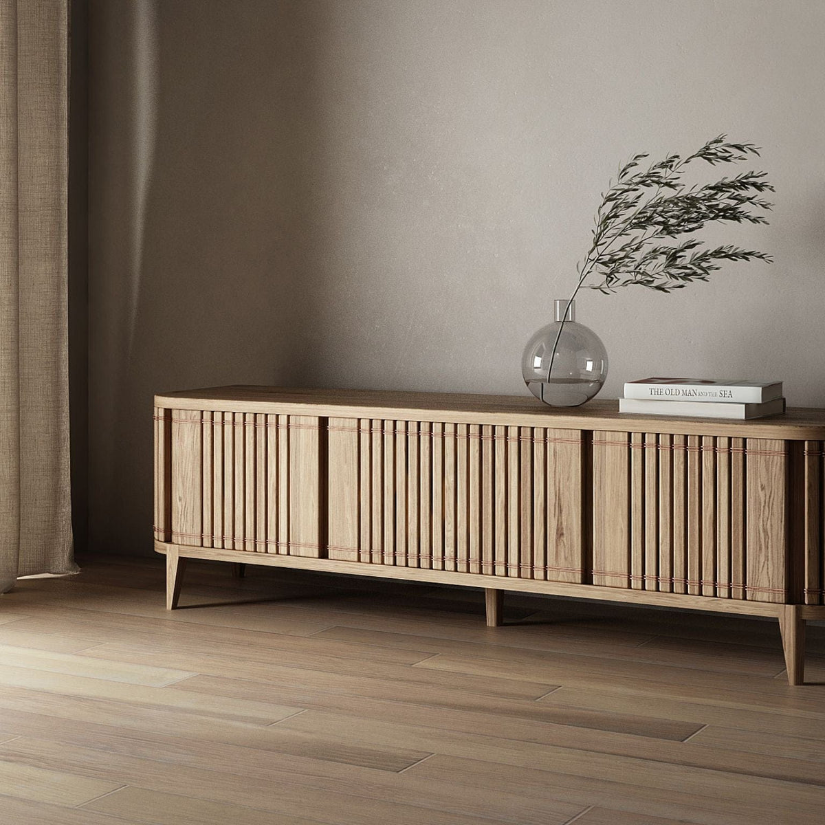Modern wooden KKP05O TV cabinet with decor