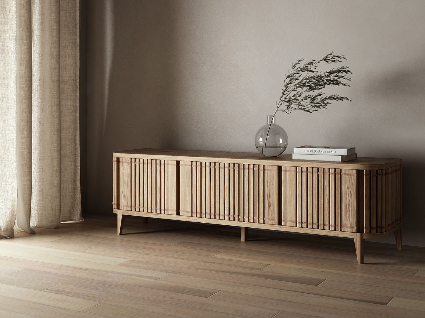 Modern wooden KKP05O TV cabinet with decor