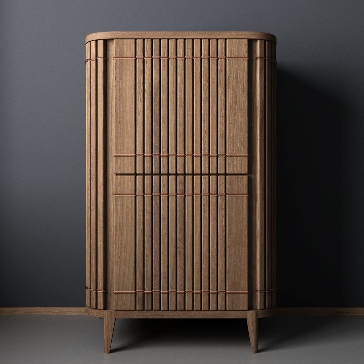 KKP06T_1 wooden cabinet with vertical ribbed design