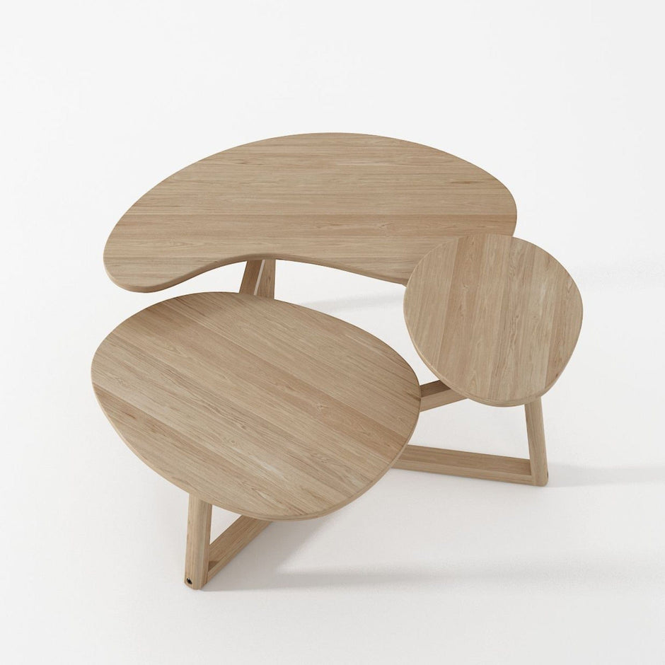 Unique wooden side table with organic shapes
