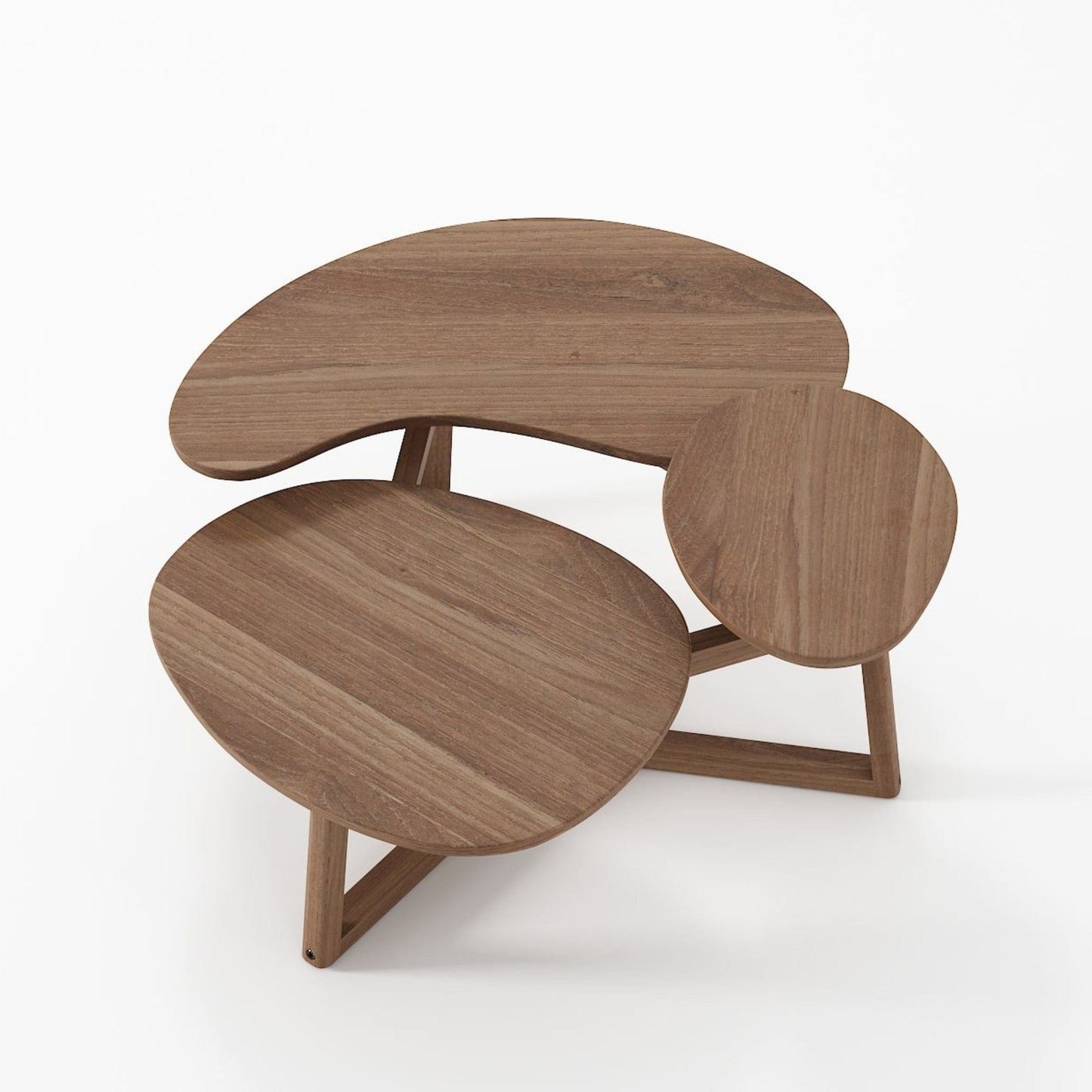 Modern wooden side table with unique shapes