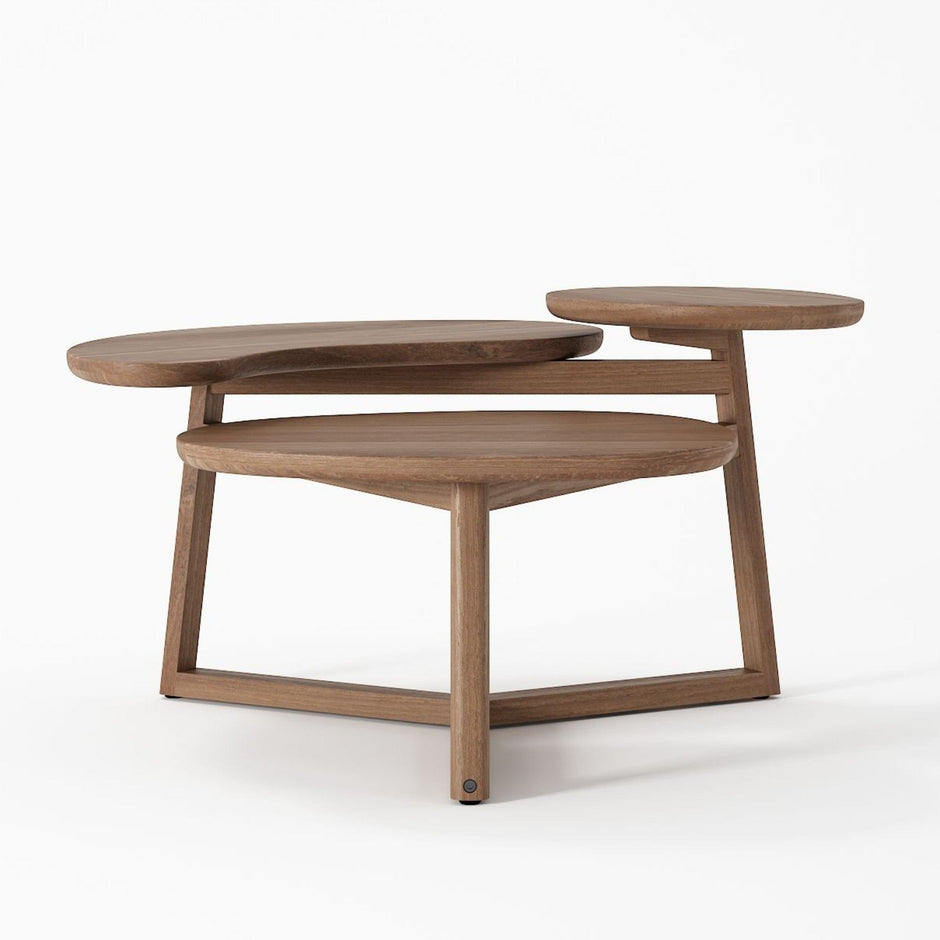 Modern wooden side table with unique tiered design