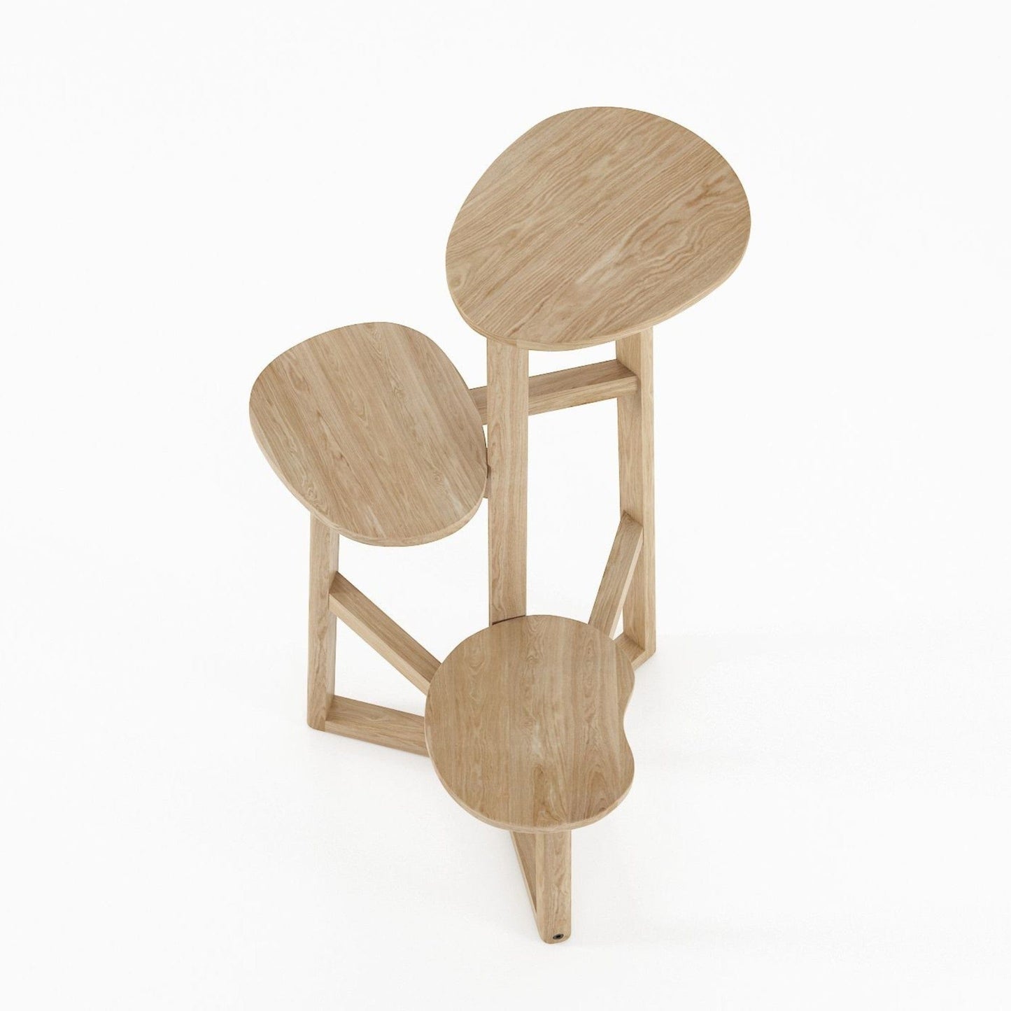 Wooden side table with three tiers