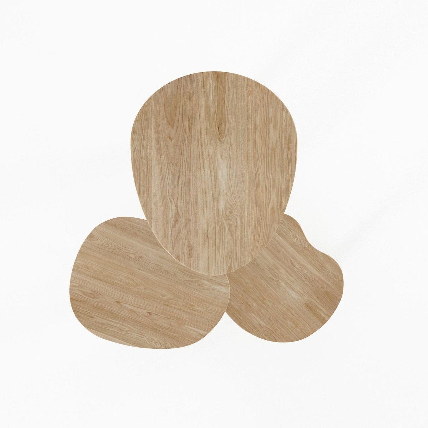 Modern wooden coffee table set, top view