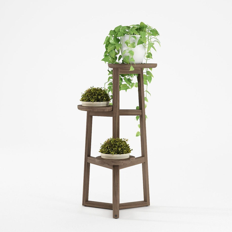 KLP03T-6 Wooden Plant Stand with Potted Plants