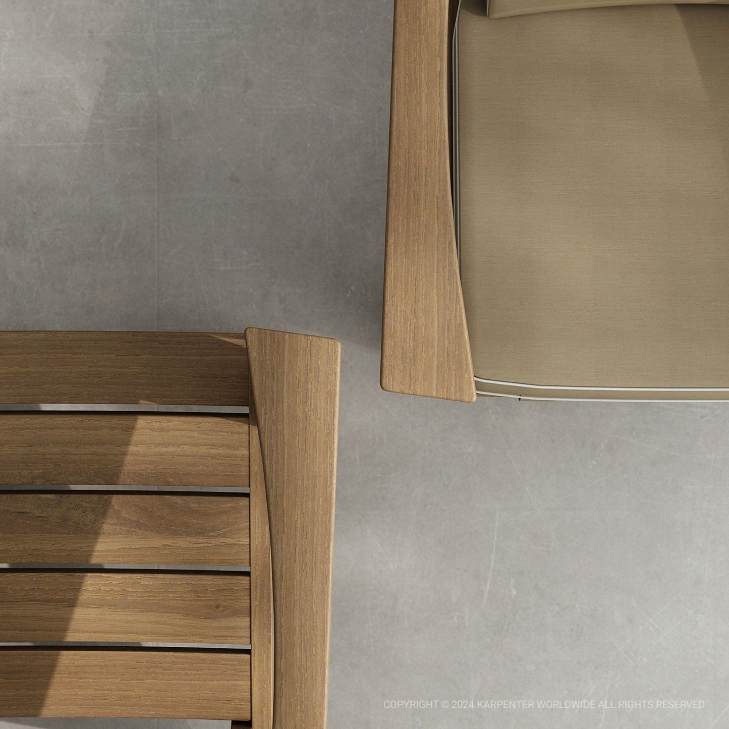 Wooden chair detail on a neutral background