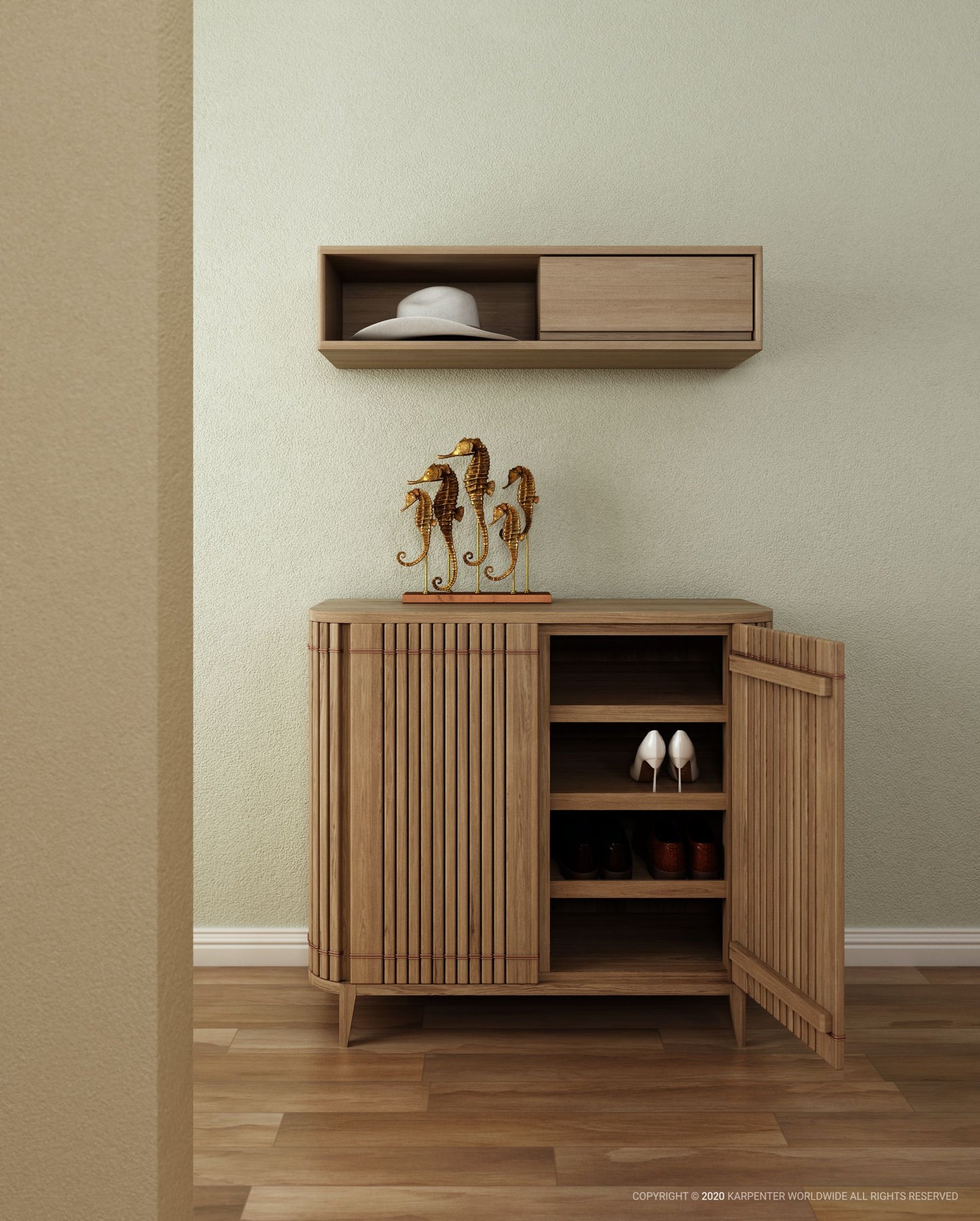 KOPPAR Shoe Rack with open door displaying shoes
