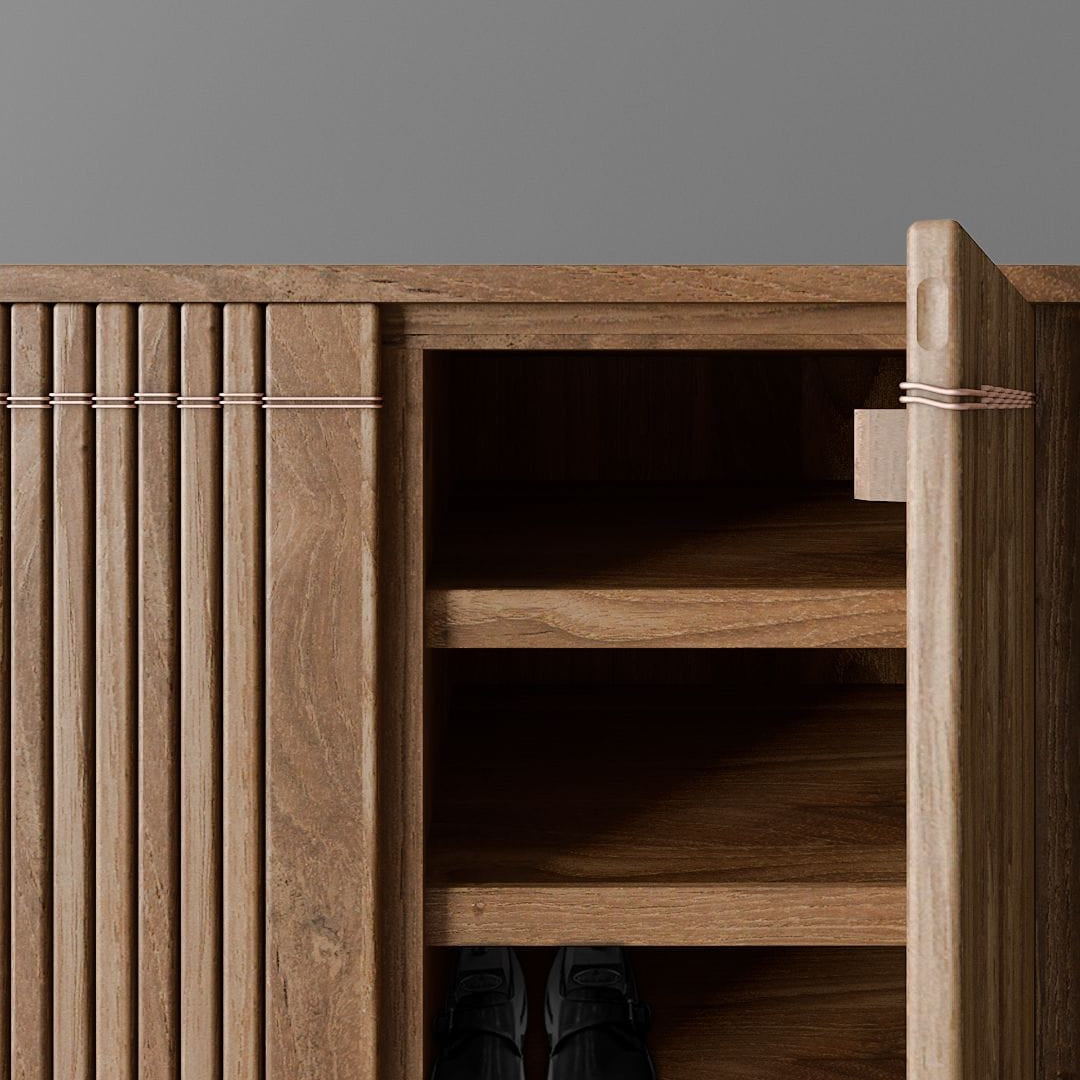 KOPPAR shoe rack with open door and visible shoes.