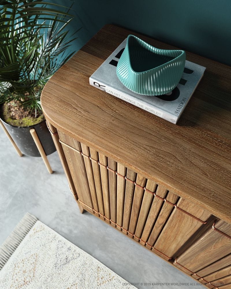 KOPPAR sideboard with decor and plants