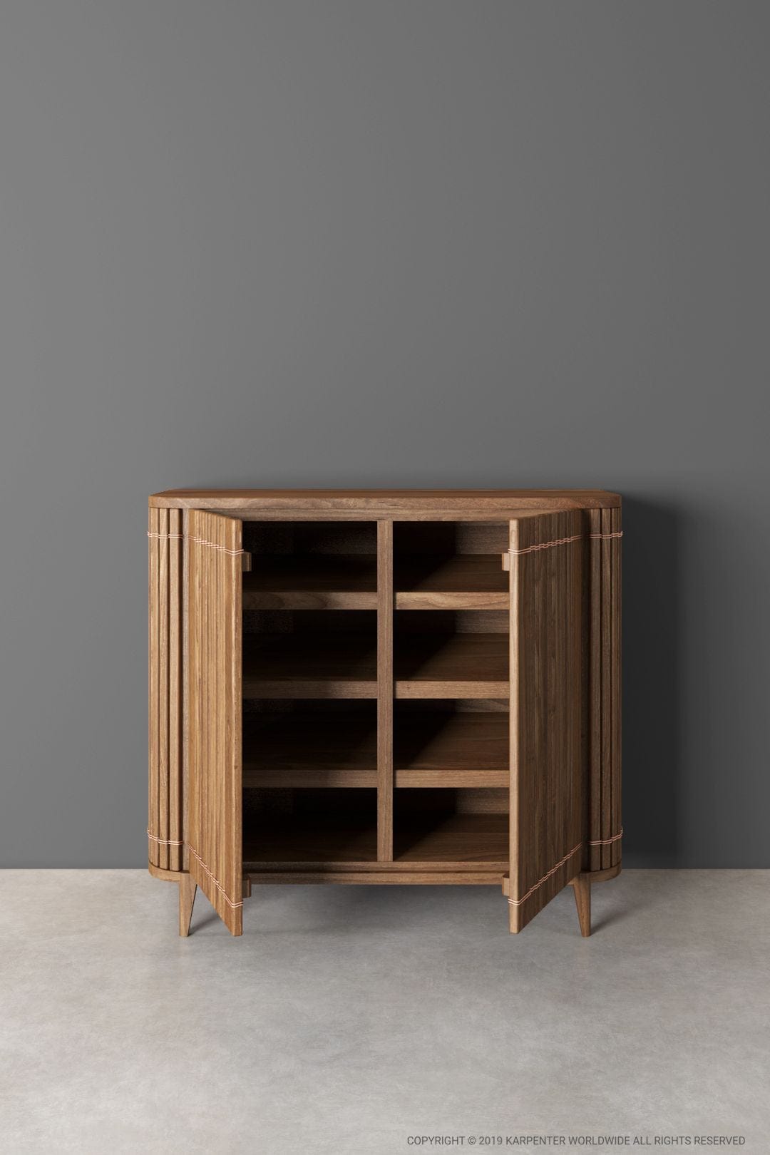 KOPPAR shoe rack cabinet with open doors