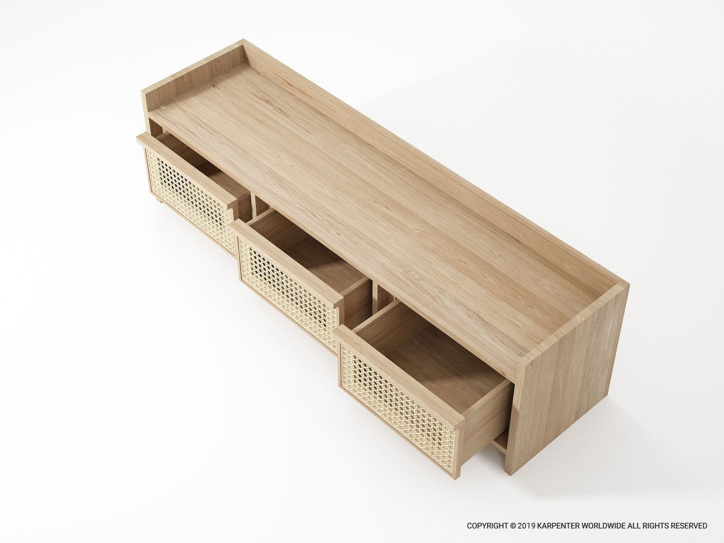 KRT004O-5 wooden cabinet with rattan drawers