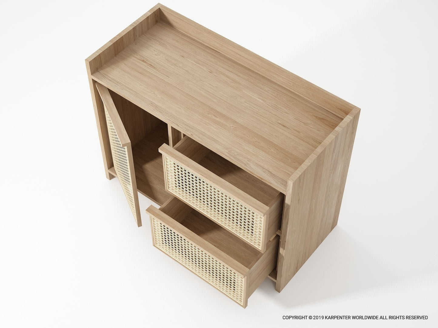 KRT008O-5 wooden cabinet with woven drawers